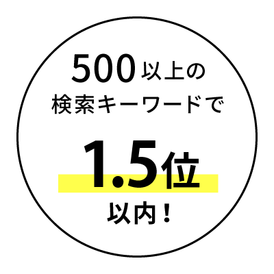 500以上の検索キーワードで1.5位以内